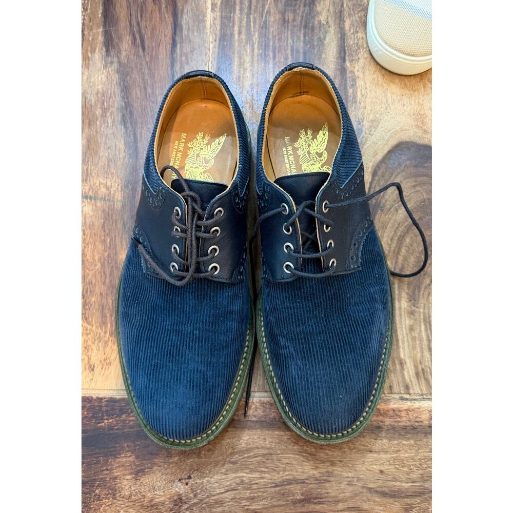 Mark Mcnairy New Amsterdam Oxford Shoes Corduroy Velvet Blue Size 8.5